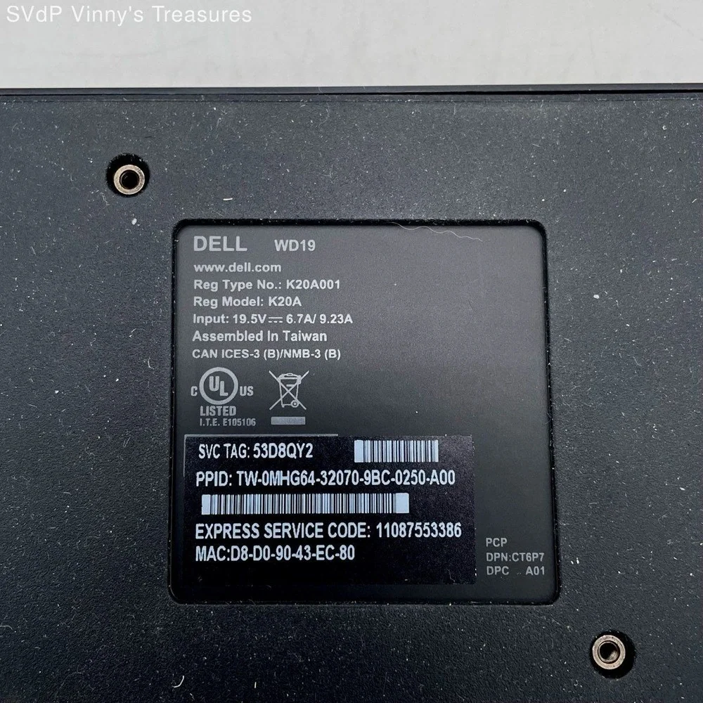 Dell WD19 K20A USB-C Docking Station 180W Power Adapter HDMI DisplayPort Boxed